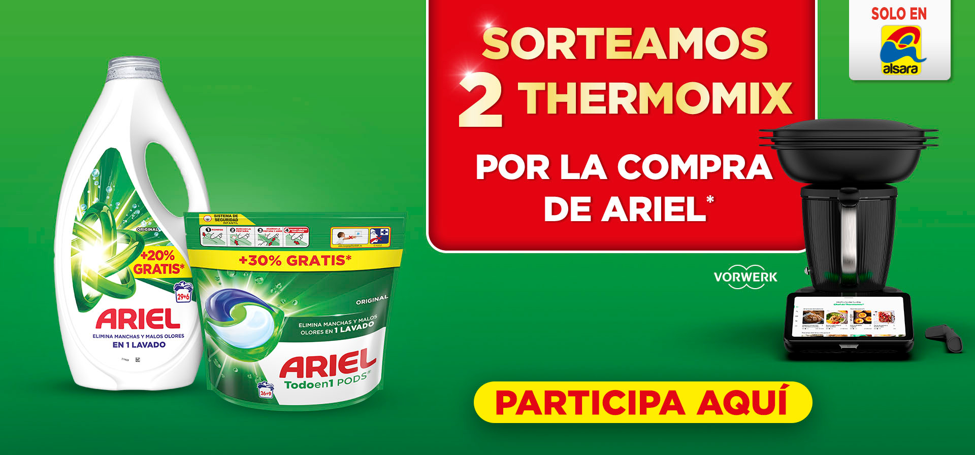 Al hacer clic aquí podrá acceder al formulario para participar en el sorteo de 2 Thermomix por la compra de Ariel.